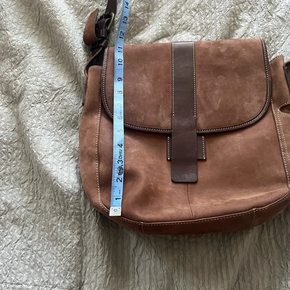 Eddie Bauer Unisex Brown Suede Leather Messenger Crossbody Bag